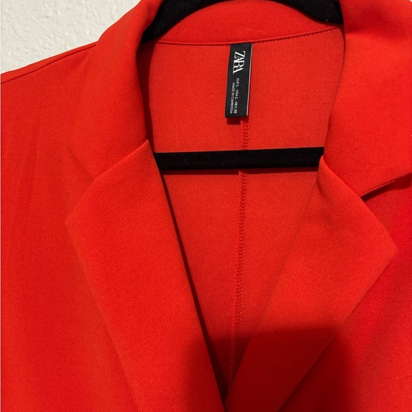 Vibrant Red Short Sleeve Blazer Dress - Picture 2 of 4